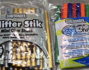 Mini Glue Sticks Gold and Silver or Multi-Color Pack Red Blue Yellow Orange and Green Low Temperature Glue Stick
