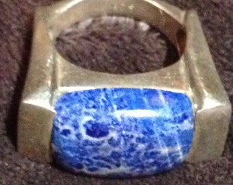 Large Vintage Sterling Silver & Sodalite Ring