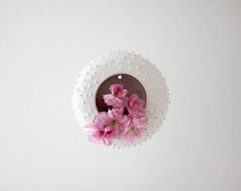 Modern spiky ceramic wall planter/ hanging flower pot/ succulent planter/ handmade pot/ white/ wall planter/ air planter