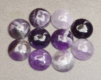 15mm / Natural / Amethyst/ Gemstone / Round Cabochons