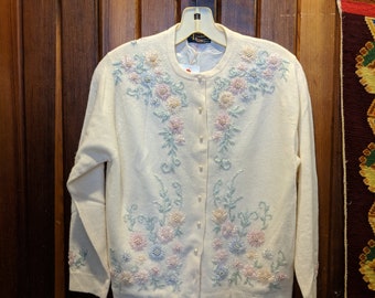 1960S // CURFEW IS 10PM // Vintage Londoner Beaded Button Down Sweater