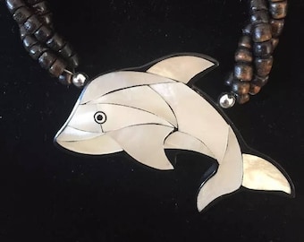 Vintage Whale Beaded Necklace