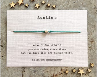 AUNTIE - Wish Bracelet Gift, Aunt, Aunty Add a Name & Custom options