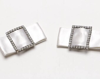 Vintage Satin and Rhinestone Shoe Clips