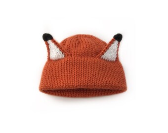 Knit fox hat, Crochet fox hat, Fox hat, Fox costume, Halloween costume, Woodland fox hat, Fox photo prop, Woodland photo prop, Fox accessory