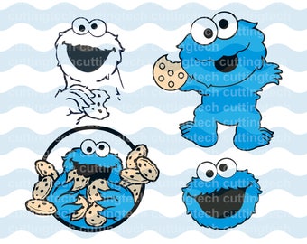 Sesame street Cookie Monster svg files- digital download vector files - clip art- Sign Cut - cricut- svg, png, cdr, eps,dxf Cuttingtech