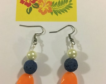 Blue and Orange Essential Oil Earrings