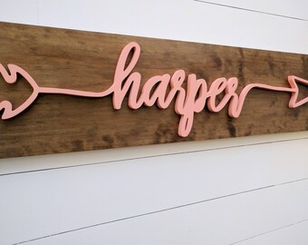 Name Above Crib Arrow sign | Baby name sign for Nursery | Nursery letters | Girls name sign