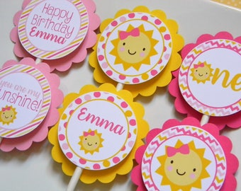 You Are My Sunshine Cupcake Toppers, Sunshine Party Decorations, Sunshine Party Supplies, Sunshine Birthday Party, Sunshine Party, Set of 12