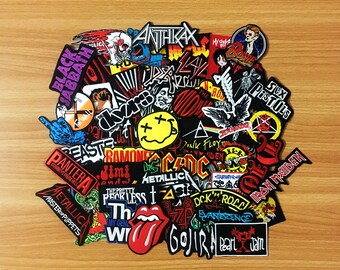 50 pcs. RANDOM Embroidered Iron On Patch Music Rock Punk Band Music Heavy Meta, Wholesale Mixed sizes Random, Music Rock Punk Heavy Metal