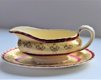 Vintage Gravy Boat and Saucer-Myott Staffordshire England