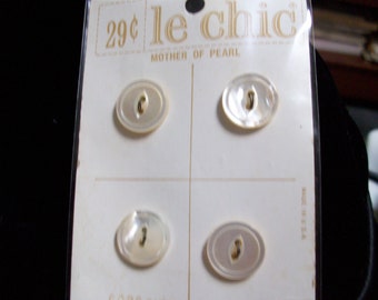 NOS vintage carded buttons. Mother of Pearl. LeChic