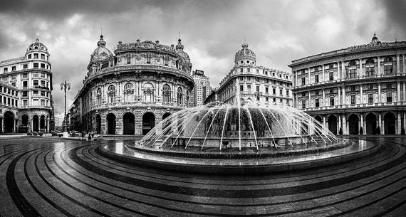 Piazza de ferrari genoa liguria italy fountain black and Piazza de ferrari genoa liguria italy fountain black and