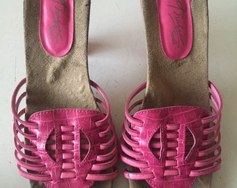 huarache style sandals 6, women's size 6, womens vintage sandals, huarache sandals, womens sandals 6, 90s shoes