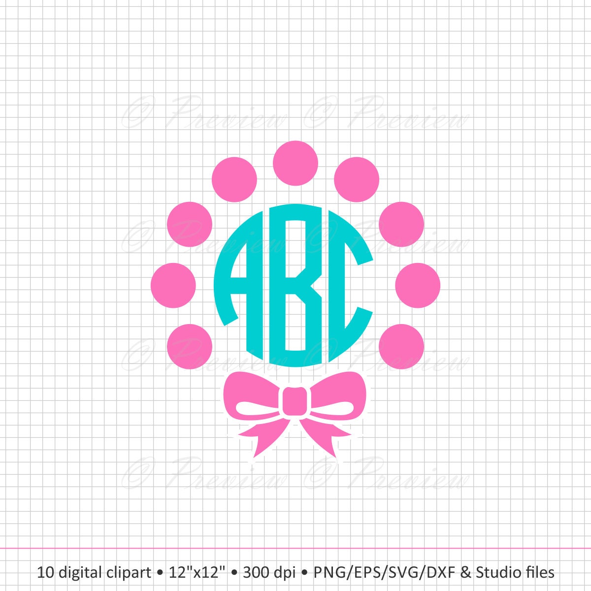 Download Buy 2 Get 1 Free! Digital Clipart Circle Monogram Dot ...