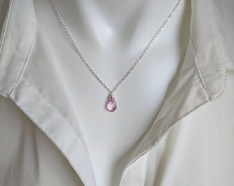 Pink topaz necklace. Your choice of gold filled or sterling silver