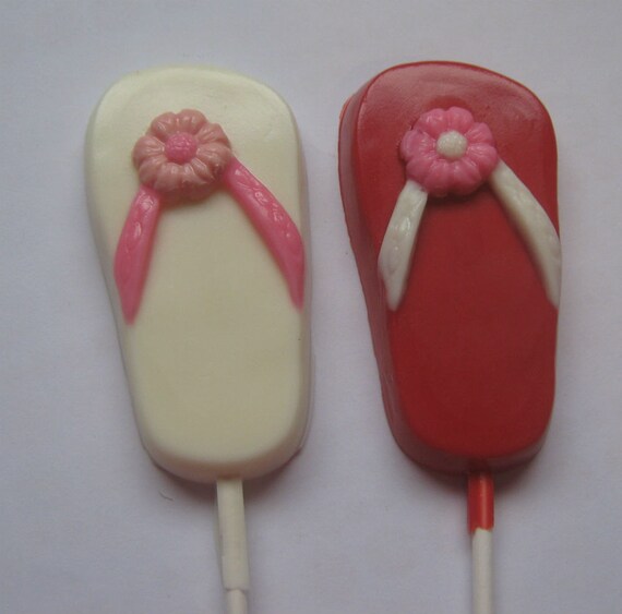 One dozen flip flops sandals lollipops suckers party favors