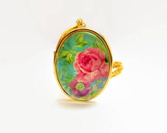 Gold Locket Necklace, Picture Locket Necklace, Vintage Locket Necklace, Locket Necklace, Floral Locket Necklace, Large Locket Pendant