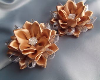 tsumami kanzashi hair clip flower fabric flowers girl bow flower kanzashi hair accessories baby hair clips girl handmade flower brown