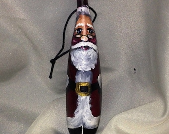 Hand painted santa ornament gourd art