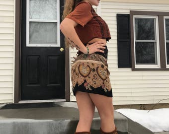 Eco Cropped Gypsy Shirt,Size S/M ,festival clothing,cropped shirt, hippie top,eco cropped top, rust crop top, off the shoulder top, Zasra