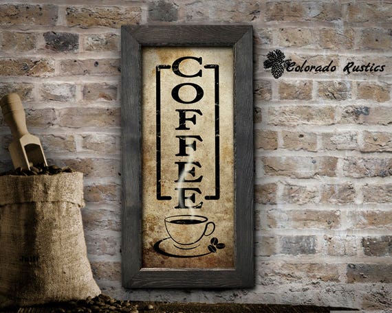 Coffee Sign Rustic Kitchen Sign Kitchen Wall Decor Coffee