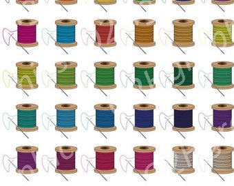 NOV 20% SALE Needle and Thread Clipart Clip Art, Vector Clipart, Digital Scrapbooking, Graphic Artwork, PNG & Jpeg, Digital Download, Commer