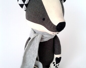 TOIVO the badger. made-to-order. stuffed toy. gift for children. eco toy. woodland animals.forest animals. stuffed badger