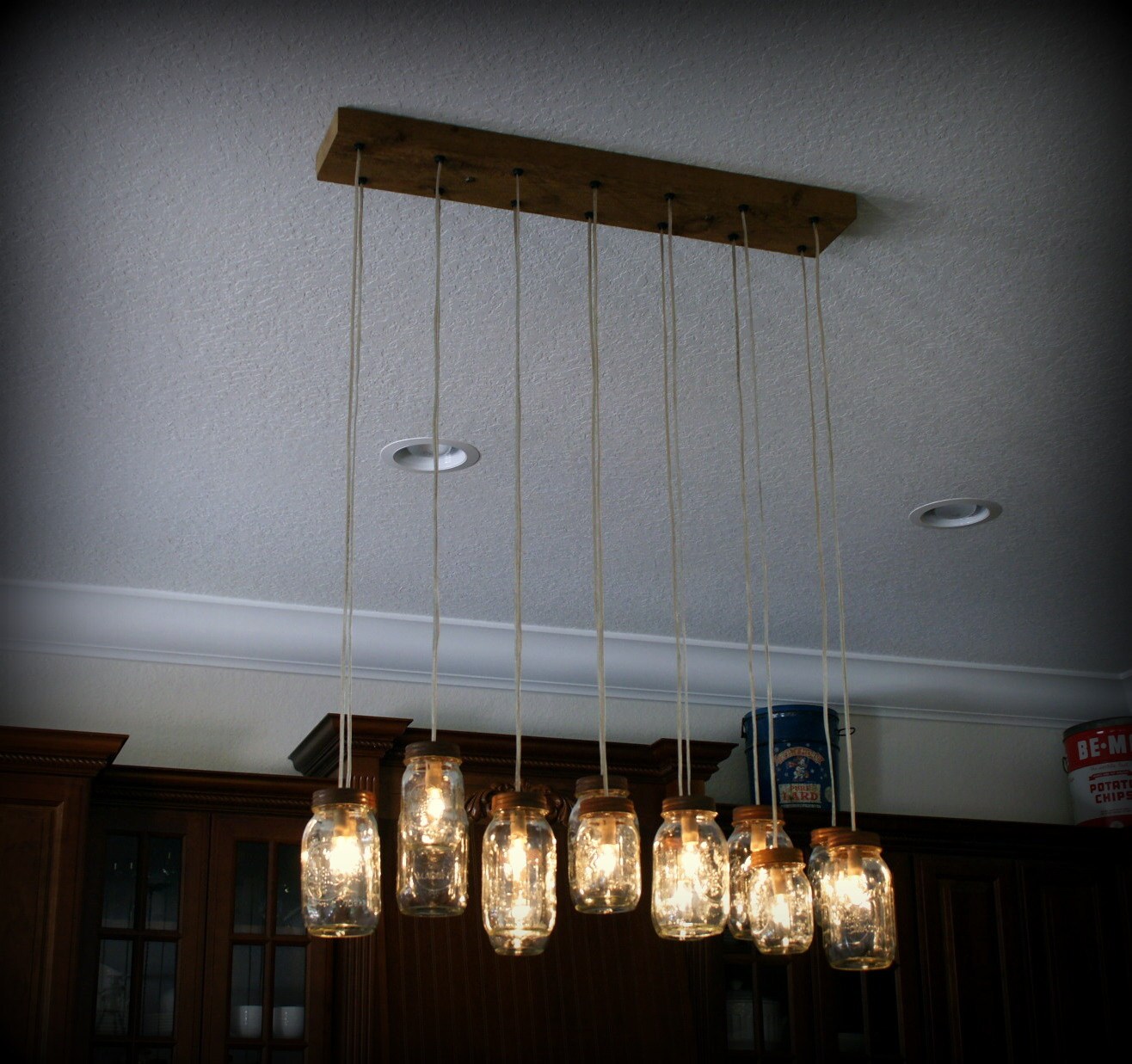 14 Light Diy Mason Jar Chandelier Rustic Cedar Wood Zoom