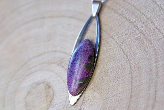Natural Purpurite Jewelry, Gemstone Necklace, Pendant Cabochon, Purpurite Gift for Her, birthstone