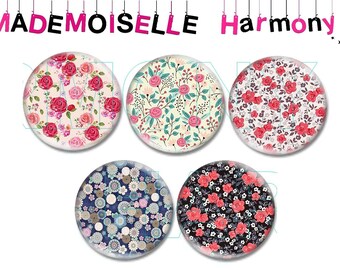 5 glass cabochons 25 mm shabby size 25 mm cabochons
