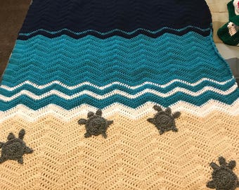 Sea turtle afghan | Etsy