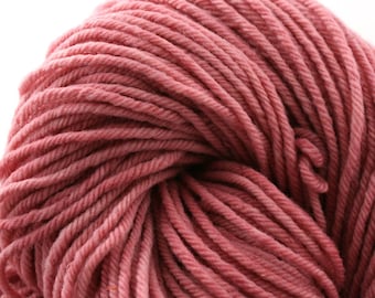 Hand Dyed Aran weight mini Empire Rambouillet Wool 213 yds 4oz Rosy