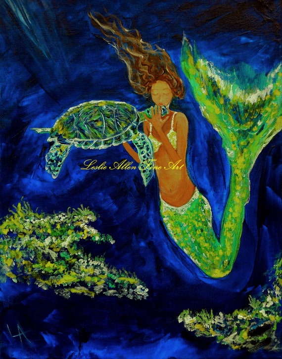 mermaid mermaids giclee art print wall art sea turtle print shop 3 5 professional