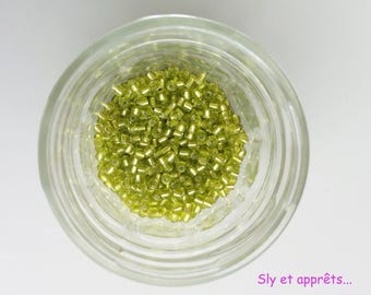 50g of clear 2mm Green seed beads