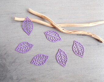 Set of 6 prints lilac filigree leaves