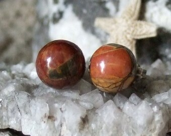 Jasper 10mm Stud Earrings Earings Titanium Posts and Clutches Hypo Allergenic Made in Newfoundland