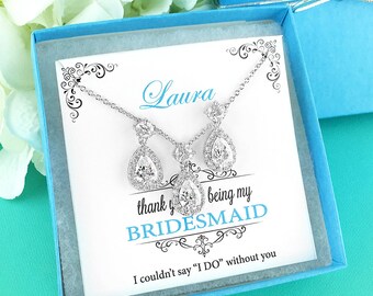 Bridesmaid Jewelry Set, Crystal Bridesmaid Necklace Set, Bridesmaid Jewelry Gift, bridesmaid jewelry set, Avery Bridesmaids Jewelry Set