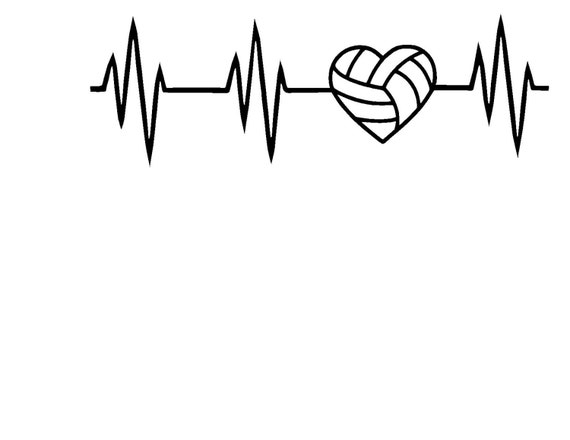 Volleyball Heart Heartbeat SCH or Silhouette Instant Download