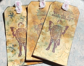 Hand Stamped Vintage Ephemera Tags