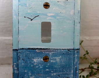 Beach Room decor Hand Painted Ocean Light Switch Cover / Switchplate , Decorative Wall Plate , Coastal Home