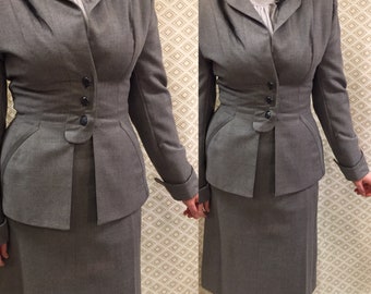 1940s/ Hyde Park Drum Skirt with Fitted Jacket/Fitted Jacket/Tuck 26" waist/rebellespdx