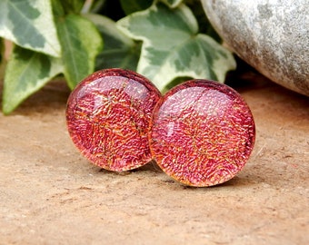 Orange Dichroic Glass Cuff Links, Mens Fused Glass Jewellery, Copper Art Glass Cufflinks, T Bar Burnt Amber Glass Cuff Links, Gift for Him