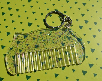 Novelty cat Comb Keychain handmade in the UK. Perfect Gift for her or decoration.
