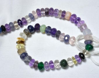 8.5mm Beads, Multi Gemstone Beads, Multi Gemstone Rondelle Beads, Faceted Rondelle, Gemstone For Jewelry, 10 Inches Strand