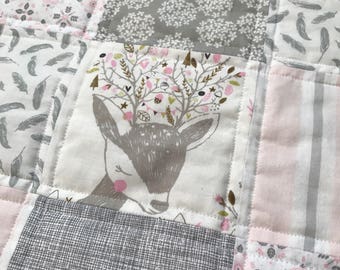 Woodland Nursery, Personalized Baby Quilt, Minky Quilt, Baby Girl Quilt, Girl Crib Sheets, Girl Crib Skirting, Baby Girl Bedding