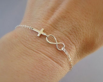 Mother of the bride gift Mother of the groom gift Cross bracelet Infinity bracelet Christian jewelry, mom jewelry, wedding thank you gift