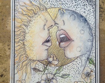 Solis & Luna Kiss Greeting Card