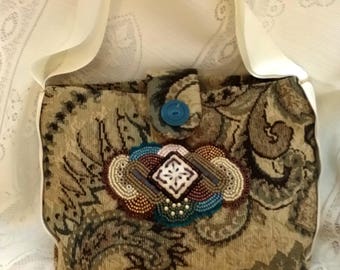 Beaded tapestry purse