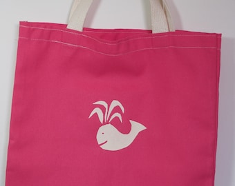 PInk & Khaki Whale Tote Bag
